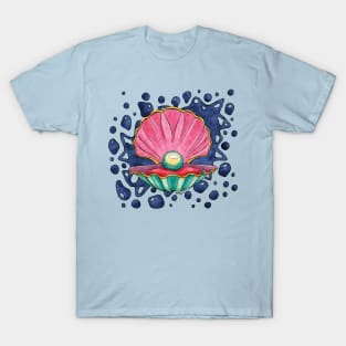 Cartoonish clam with pearl, bright seashell T-Shirt